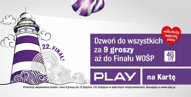 Akcja Play i WOŚP : 0,09 gr za minutę do wszystkich w ofertach na kartę